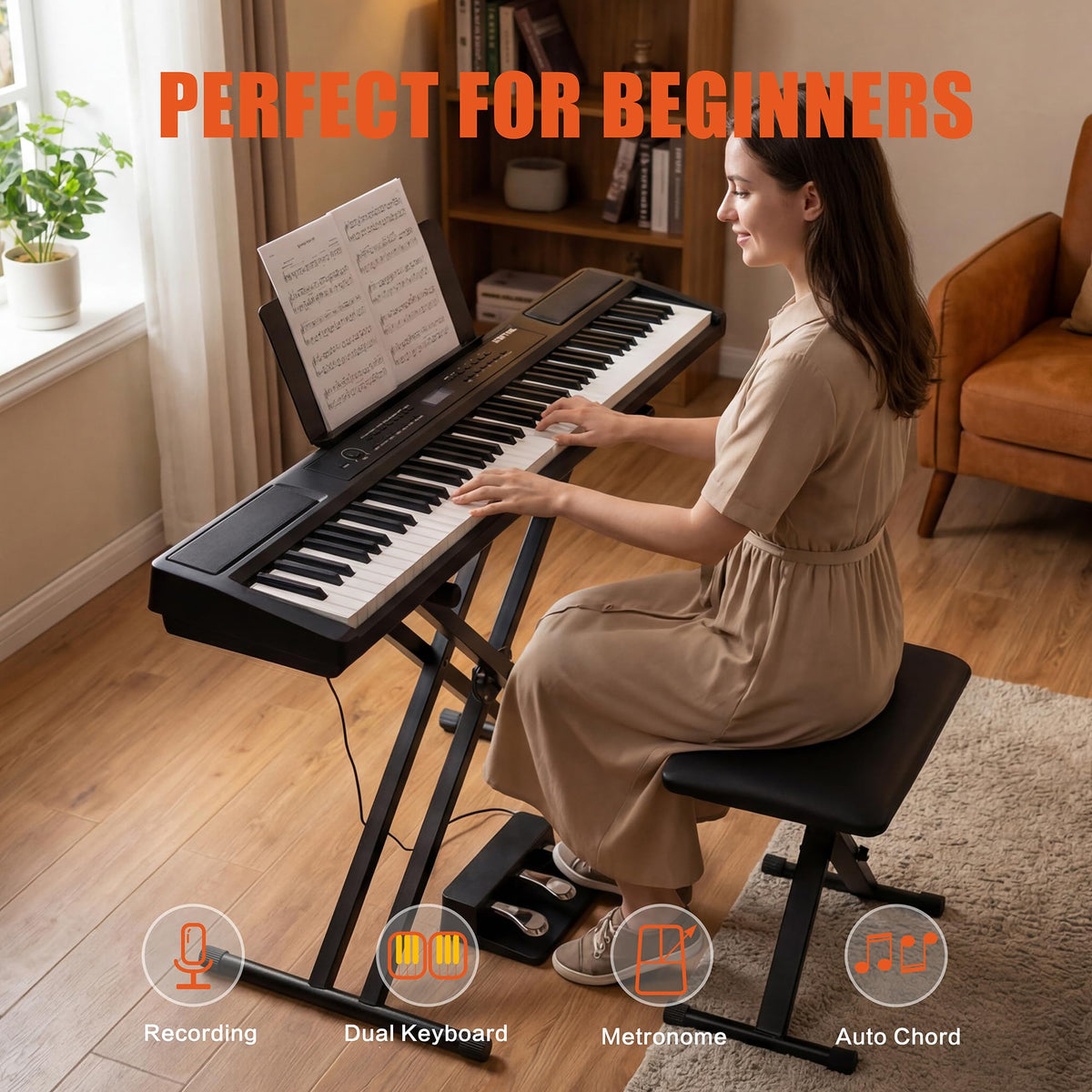 88 Key Weighted Digital Piano with Bench and 3 Pedal Unit B183181