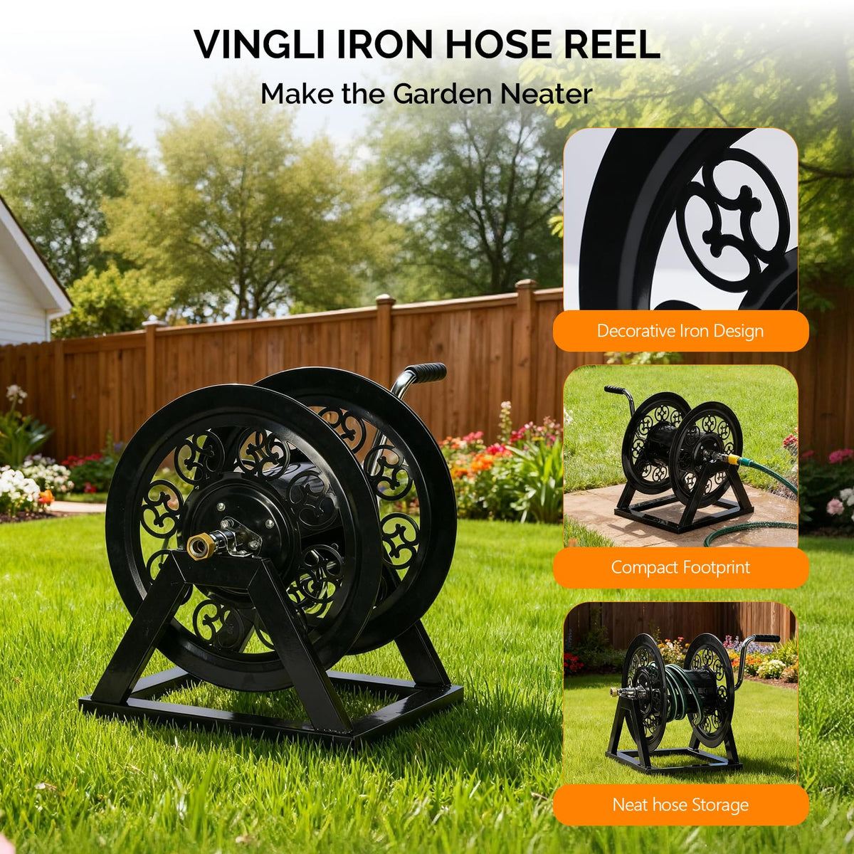 Wall Mount Hose Reel with 108FT Capacity W800931