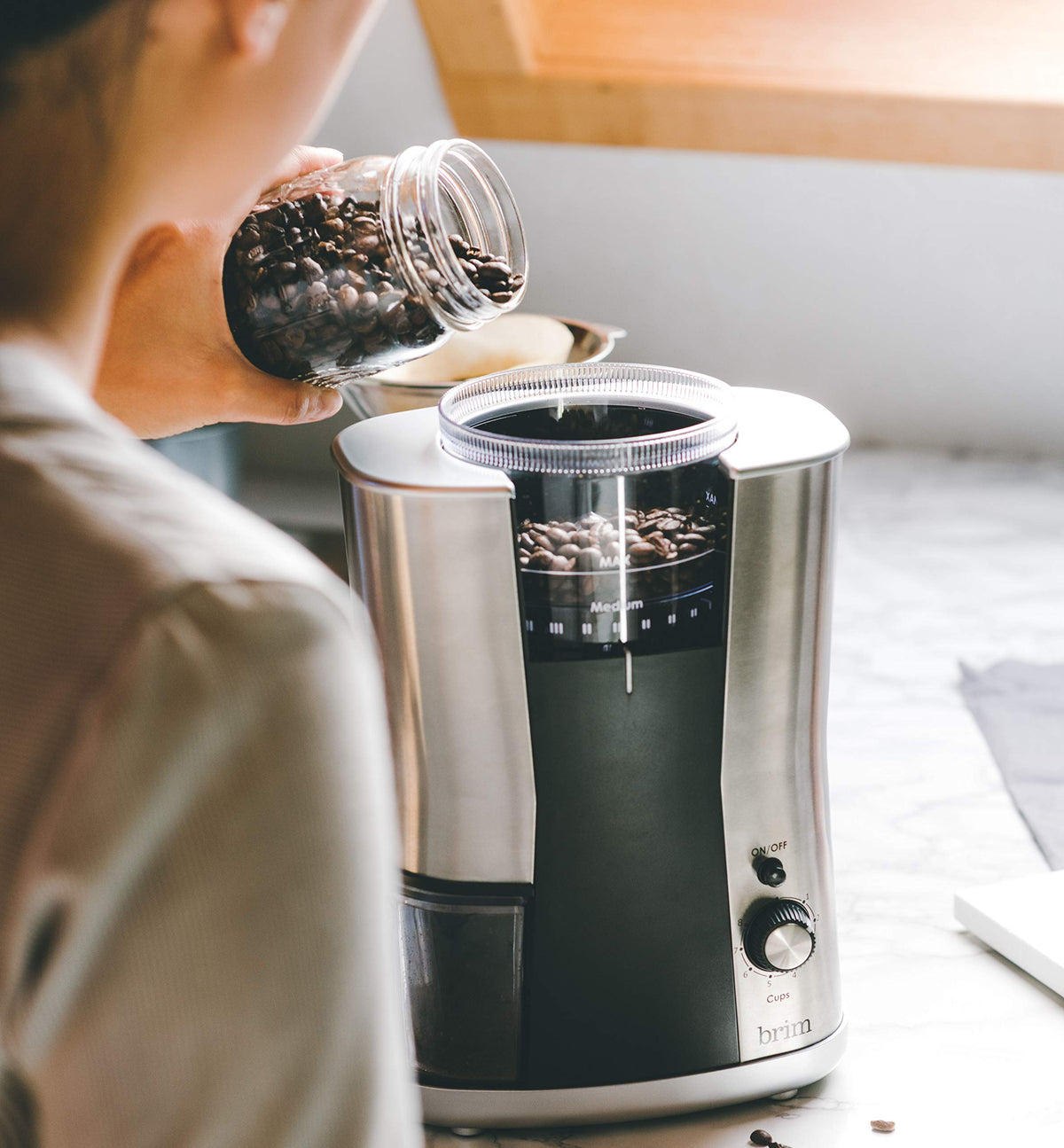 Conical Burr Coffee Grinder, 17 Grind Settings, Stainless Steel/Black V49554