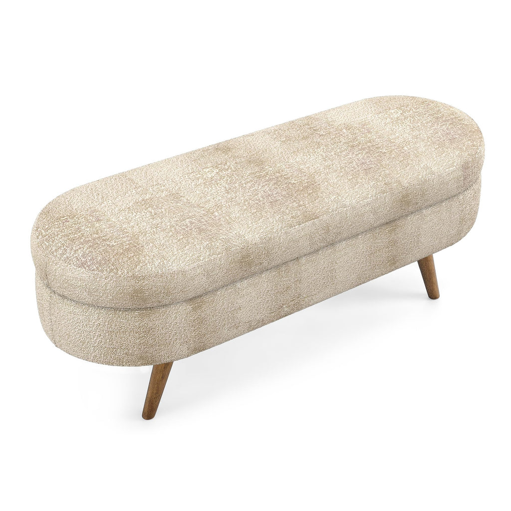 Brown Linen Storage Ottoman Bench F995301