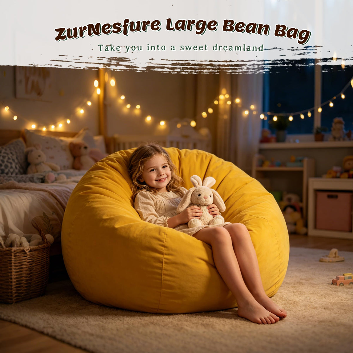Yellow Memory Foam Bean Bag Chairs W25200