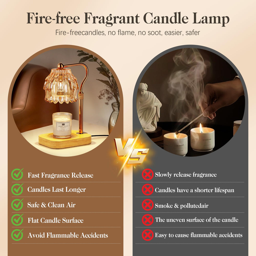 Candle Warmer Lamp with Timer Dimmer Adjustable Height Glass K810287
