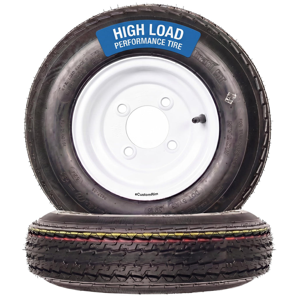 2-Pack Trailer Tire Rim Assembly 4.80-8 4 Lug White V82141
