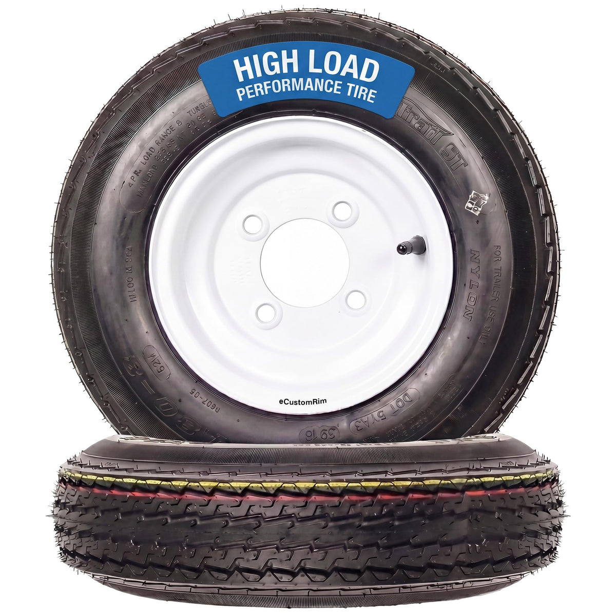 2-Pack Trailer Tire Rim Assembly 4.80-8 4 Lug White V82141