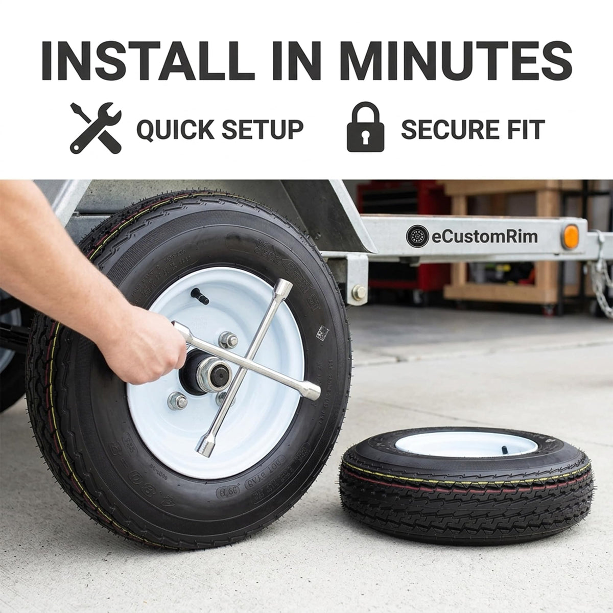 2-Pack Trailer Tire Rim Assembly 4.80-8 4 Lug White V82141