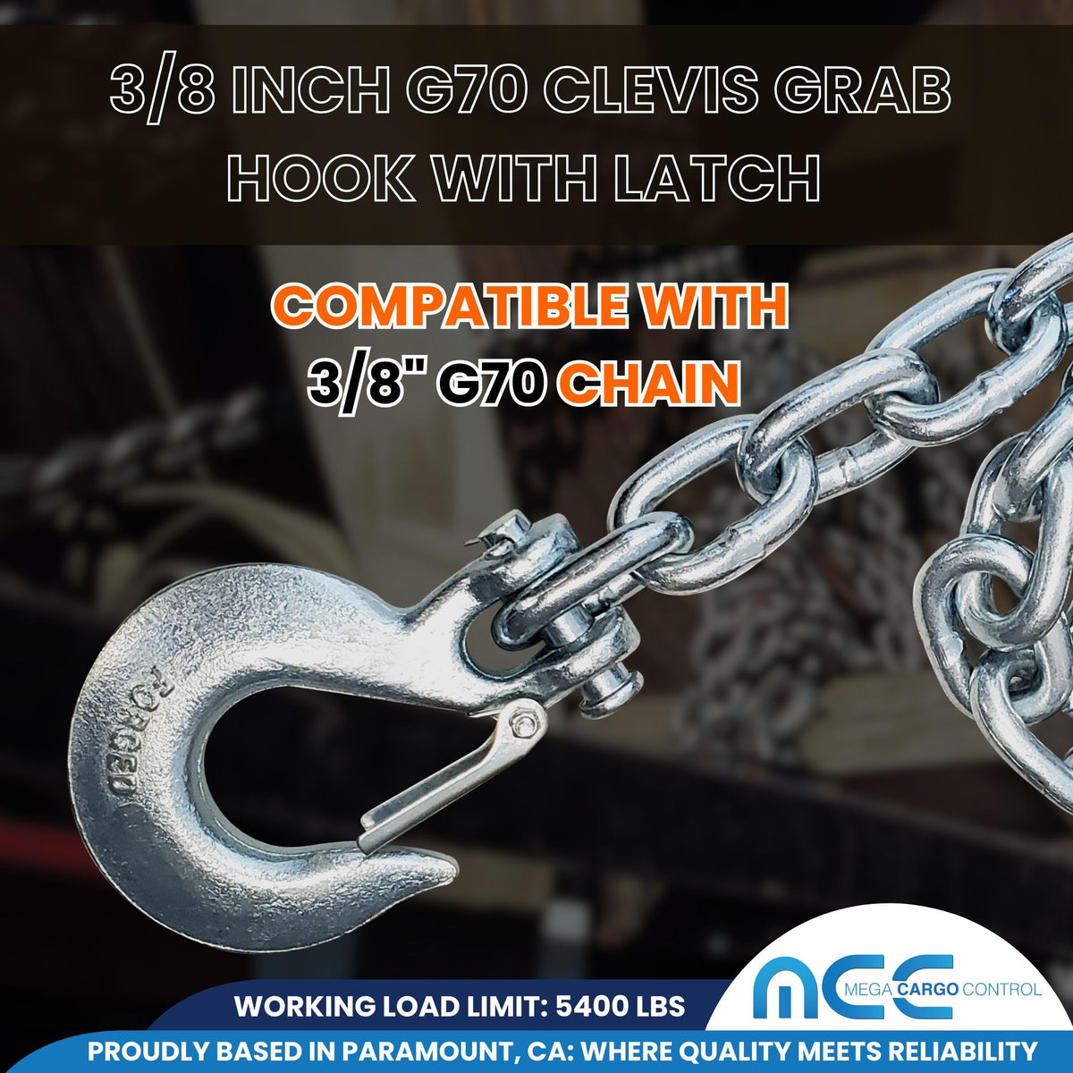 3/8" x 37" Grade 43 Safety Chain with Clevis Slip Hook S991618