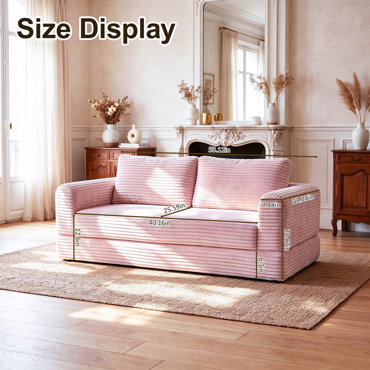 Pink Convertible Sofa Bed R67442
