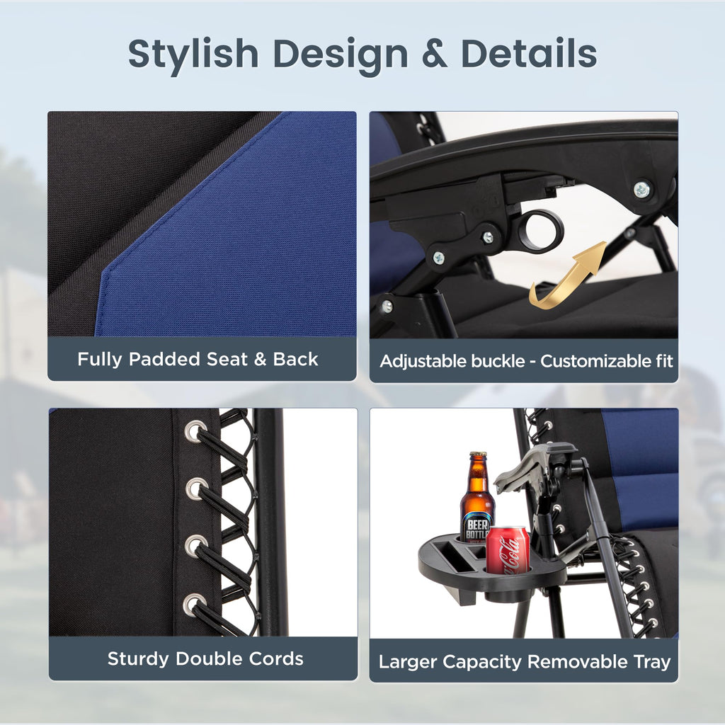 Zero Gravity Chairs Set of 2 Navy Z4334