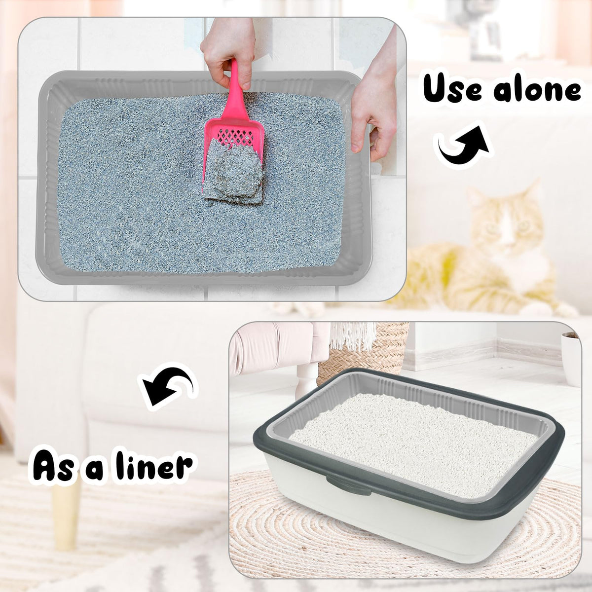 30 Pack Disposable Litter Boxes for Cats Gray U1978
