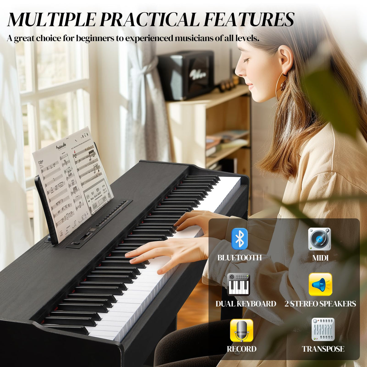 88 Key Fully Weighted Action Upright Piano G88088