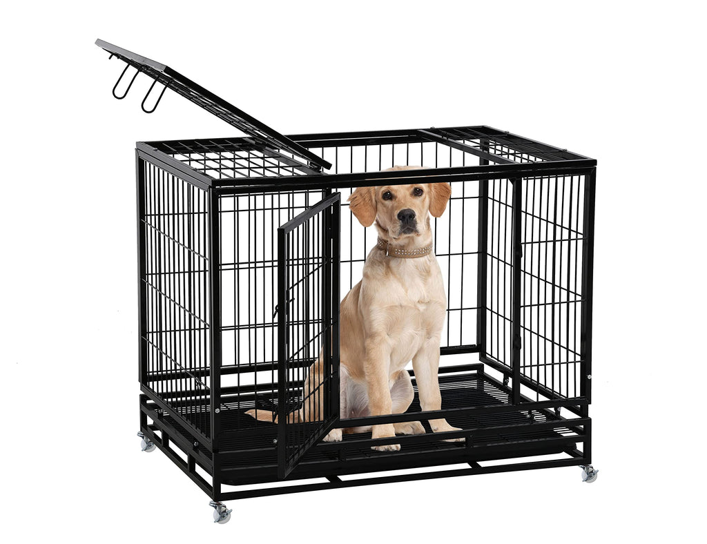 48'' Heavy Duty Metal Dog Crate with Wheels E43052