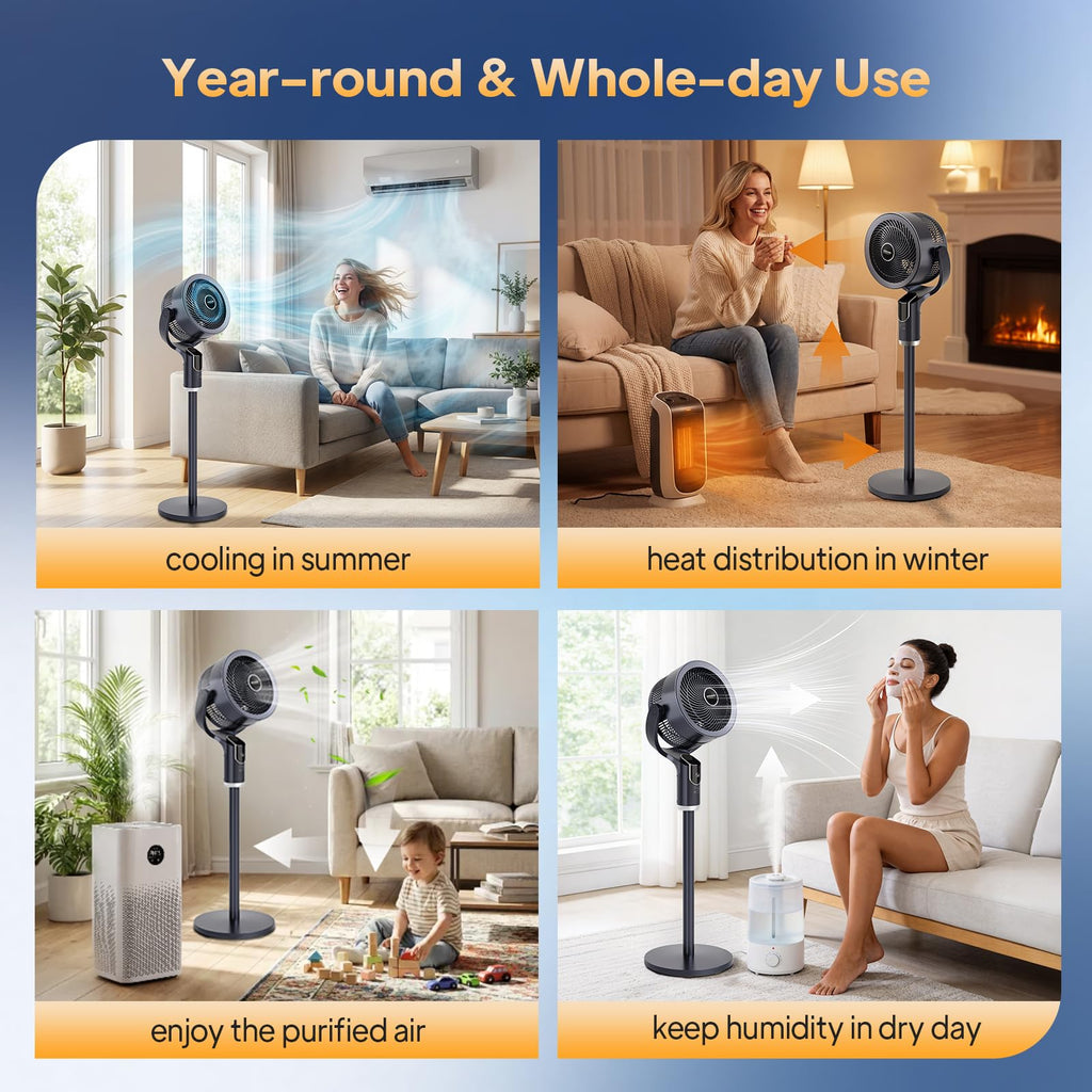 3-in-1 Pedestal Tabletop Fan with Remote Grey 2-Pack Z69754