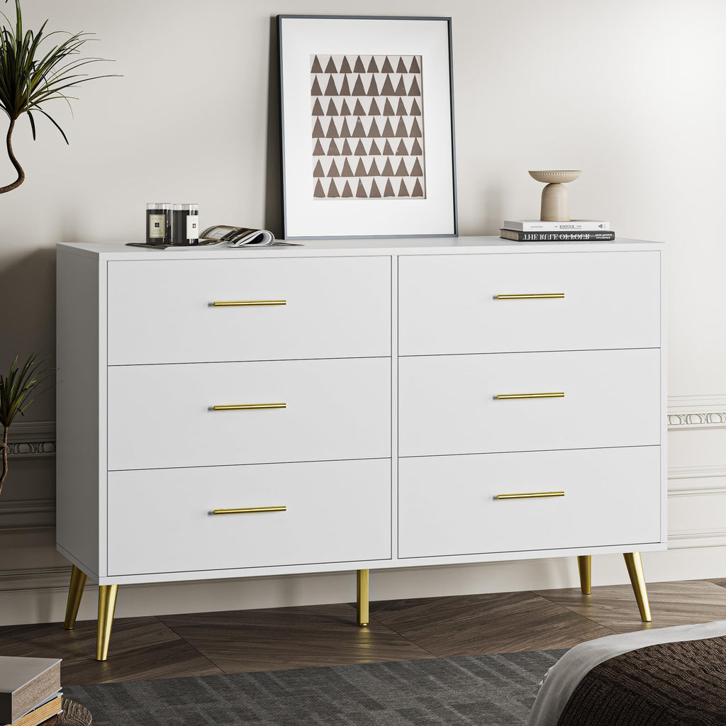 White 6 Drawer Dresser B31165