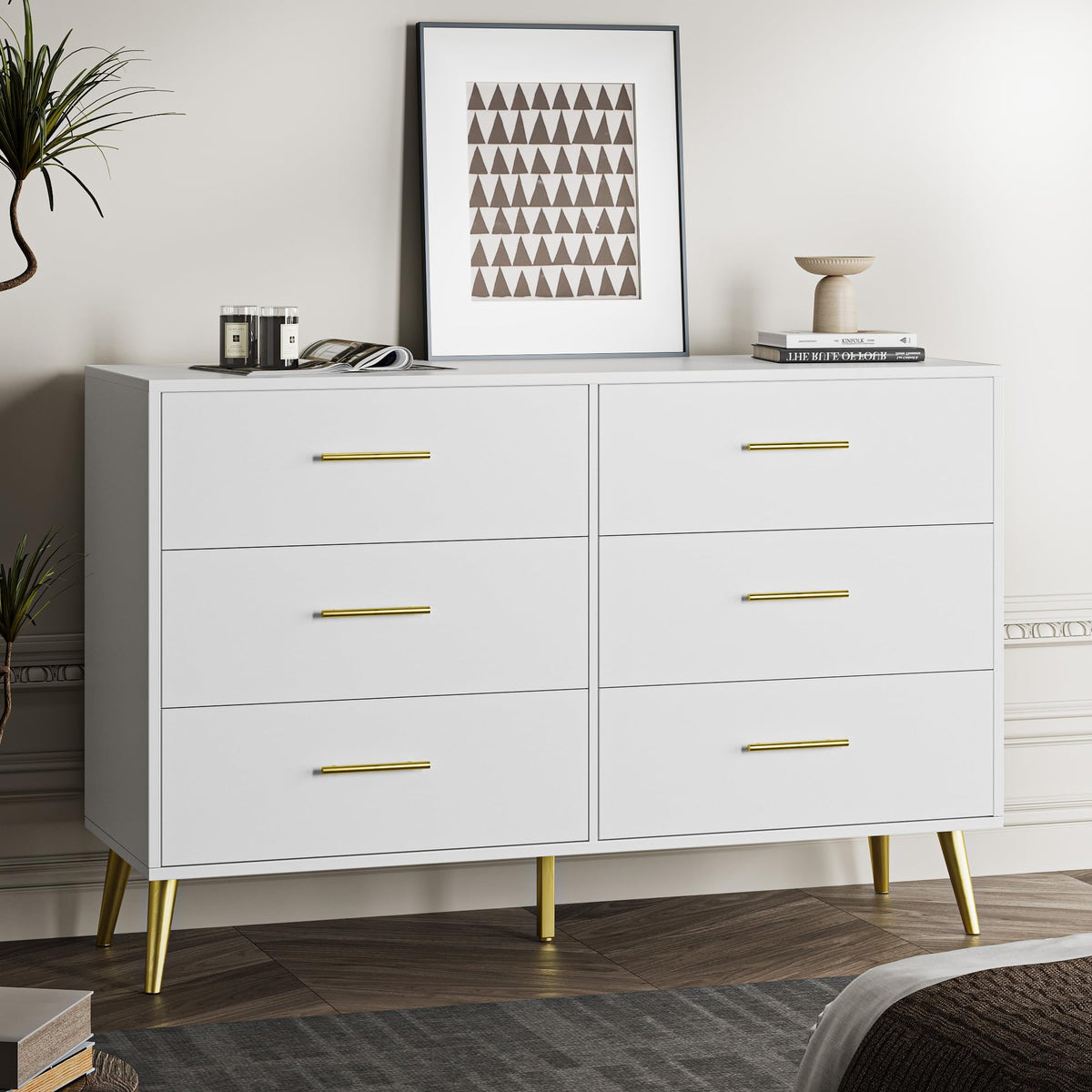 White 6 Drawer Dresser B31165