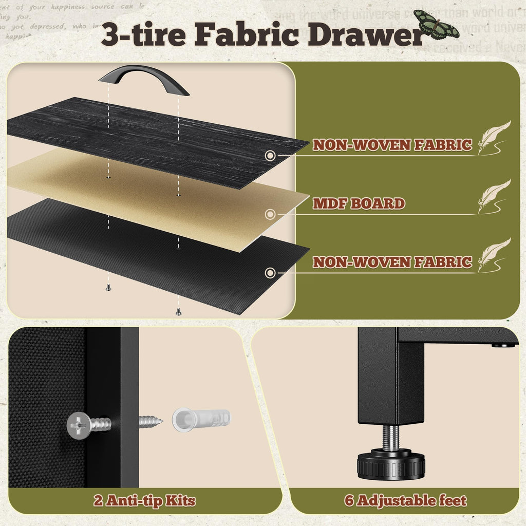 55" W 9 Drawer Dresser with LED and Power Outlets F8260