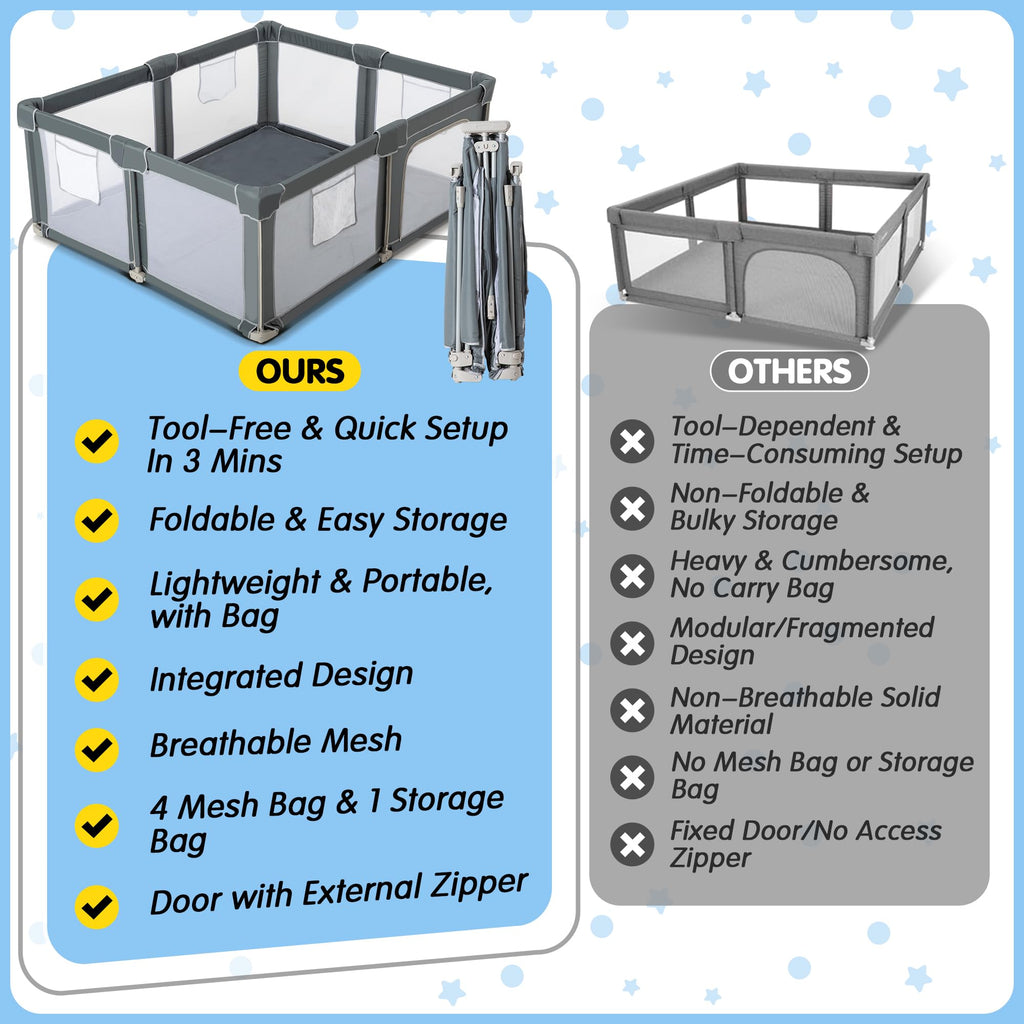 Foldable Baby Playpen with Mat W859748