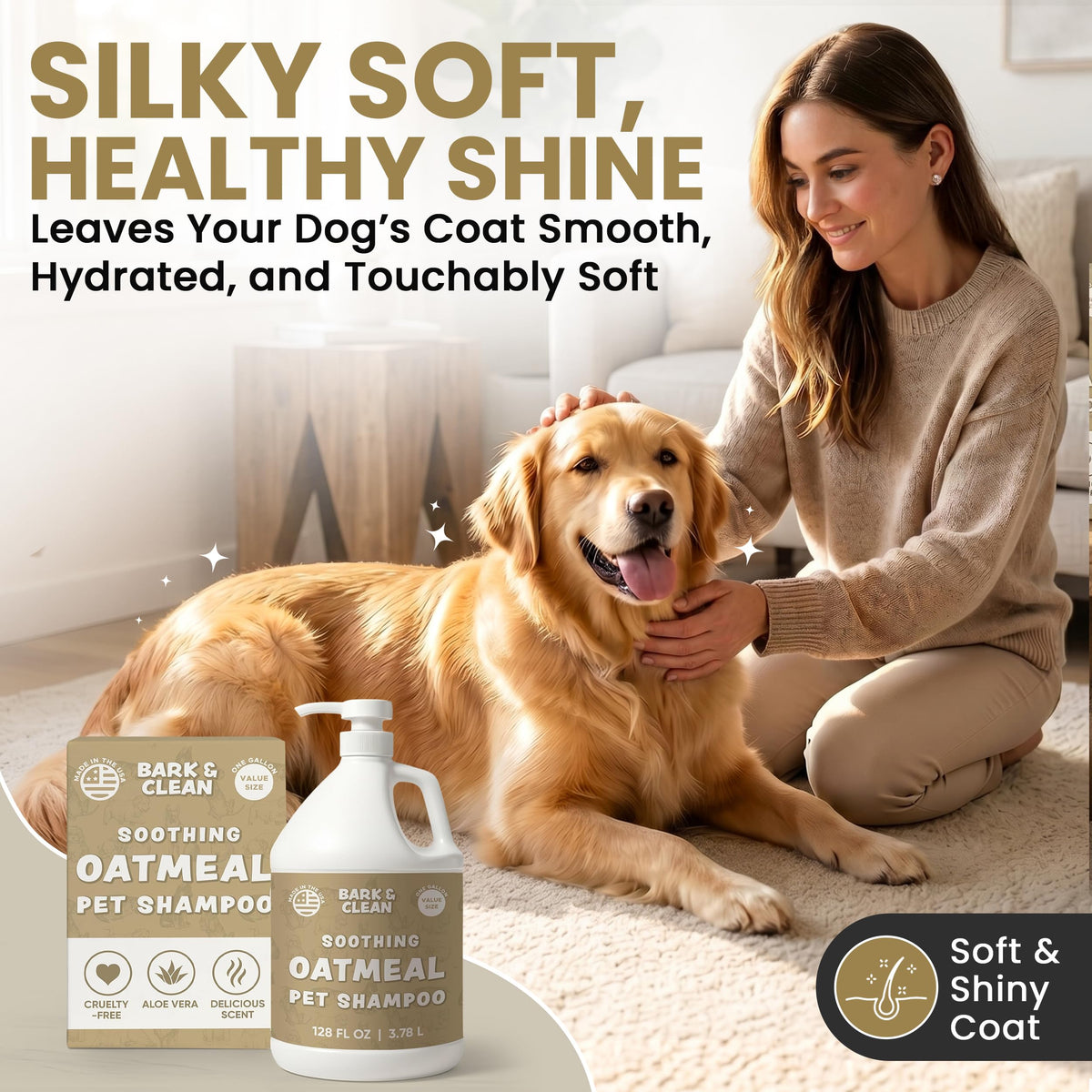 Oatmeal Dog Shampoo 1 Gallon with Pump Hypoallergenic Aloe Vera Coconut Oil G58397