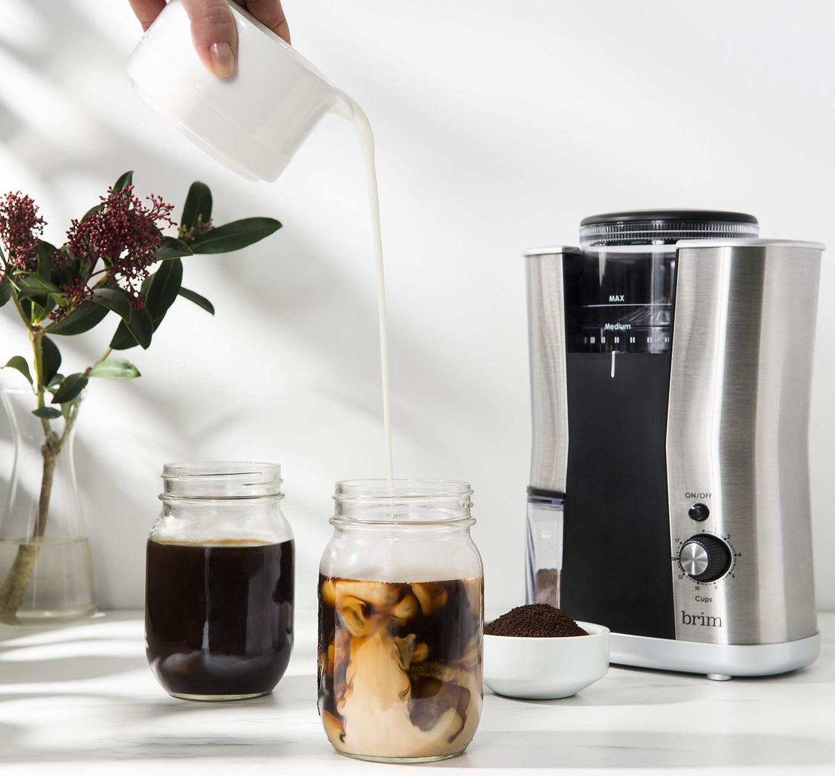 Conical Burr Coffee Grinder, 17 Grind Settings, Stainless Steel/Black V49554