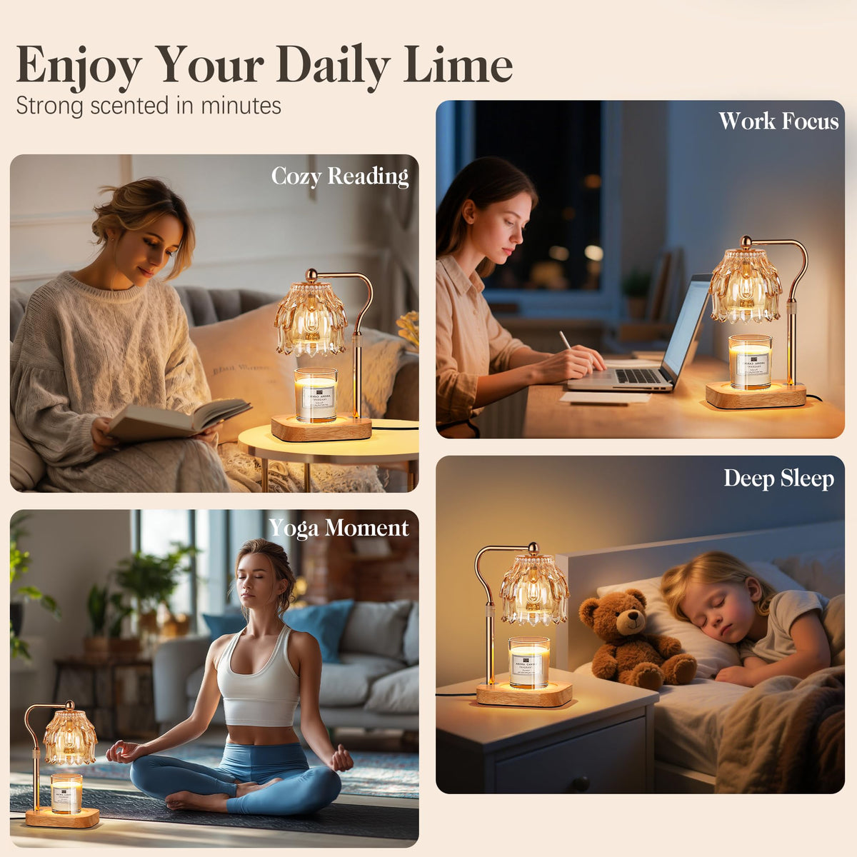 Candle Warmer Lamp with Timer Dimmer Adjustable Height Glass K810287