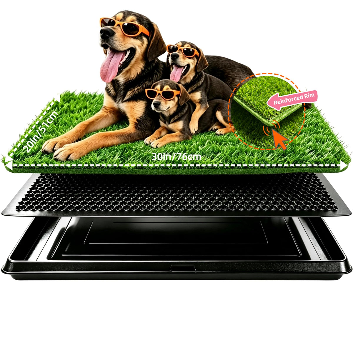 30''X20'' Artificial Turf Dog Grass Pad with Tray J1289