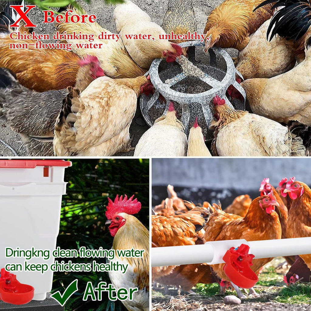 12-Pack Automatic Chicken Water Nipples with Cups N285