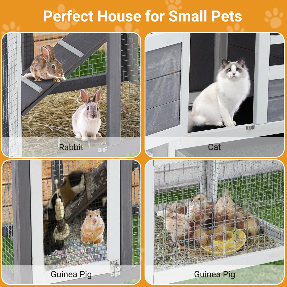 2-Story Wooden Bunny Hutch with Tray Z417