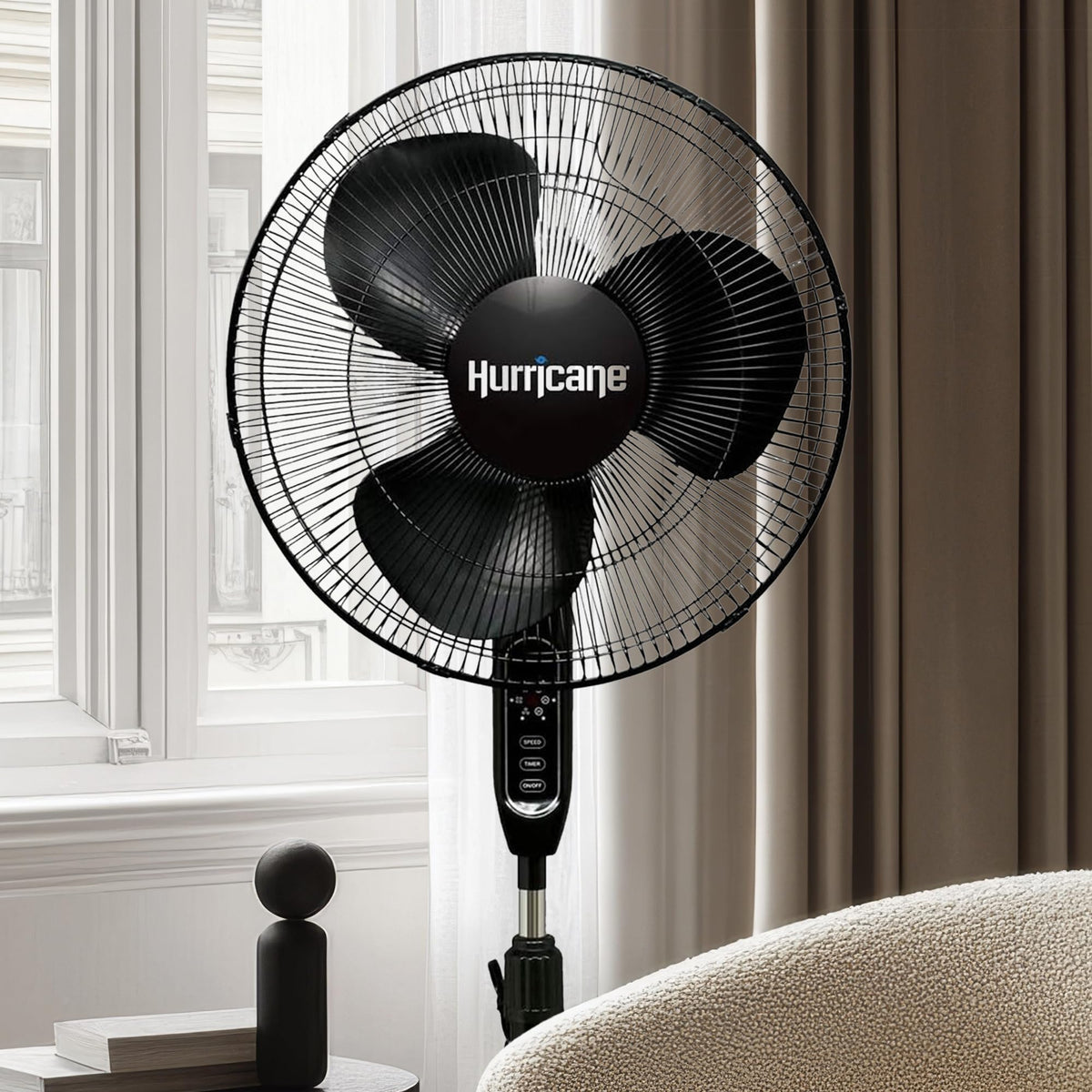 Black 16" Oscillating Pedestal Stand Fan with Remote Control L1875