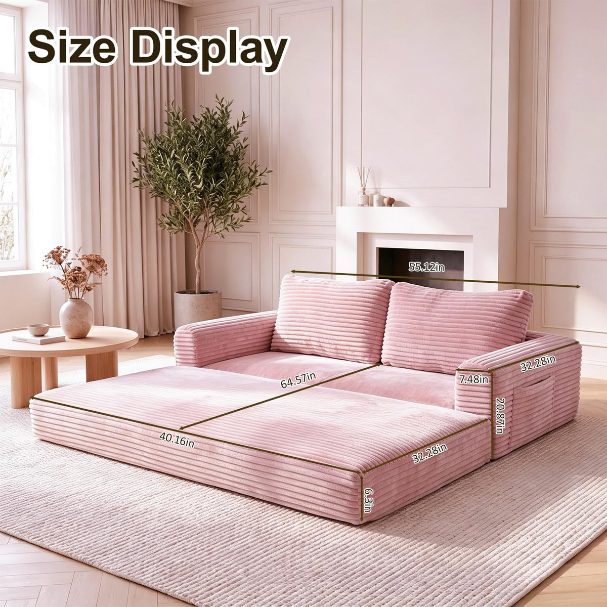 Pink Convertible Sofa Bed R67442