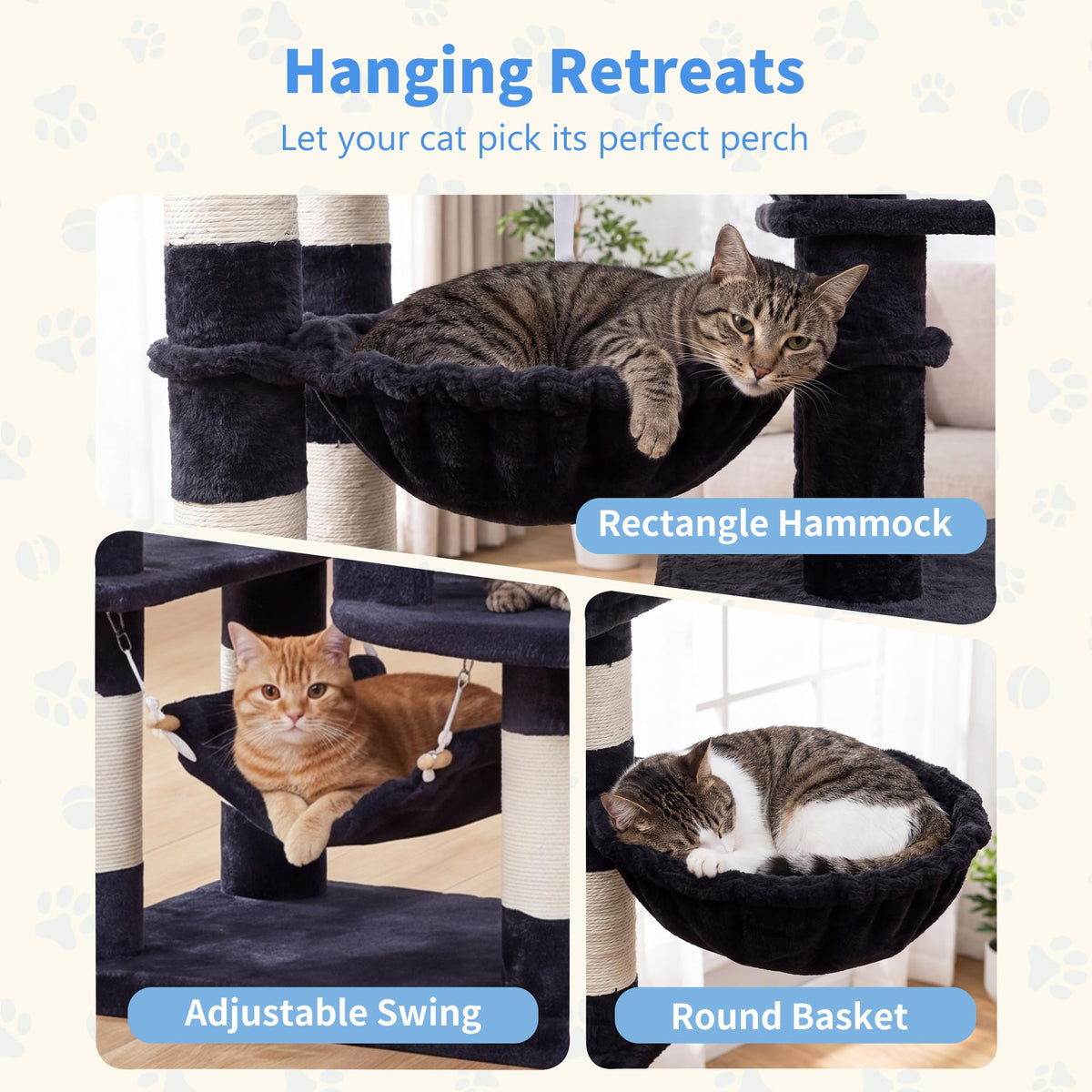 71-Inch-Tall Cat Tree with 2 Perches A96288