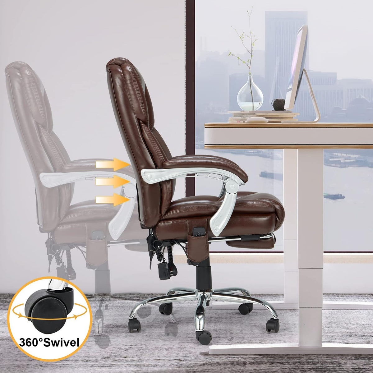 Brown Heated Massage Office Chair with Footrest S708570