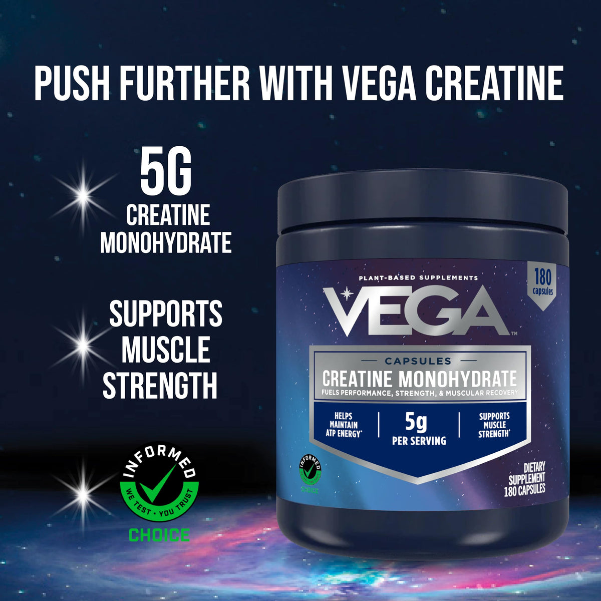 Micronized Creatine Monohydrate Capsules, 5g, Unflavored, 180 Pills L166410