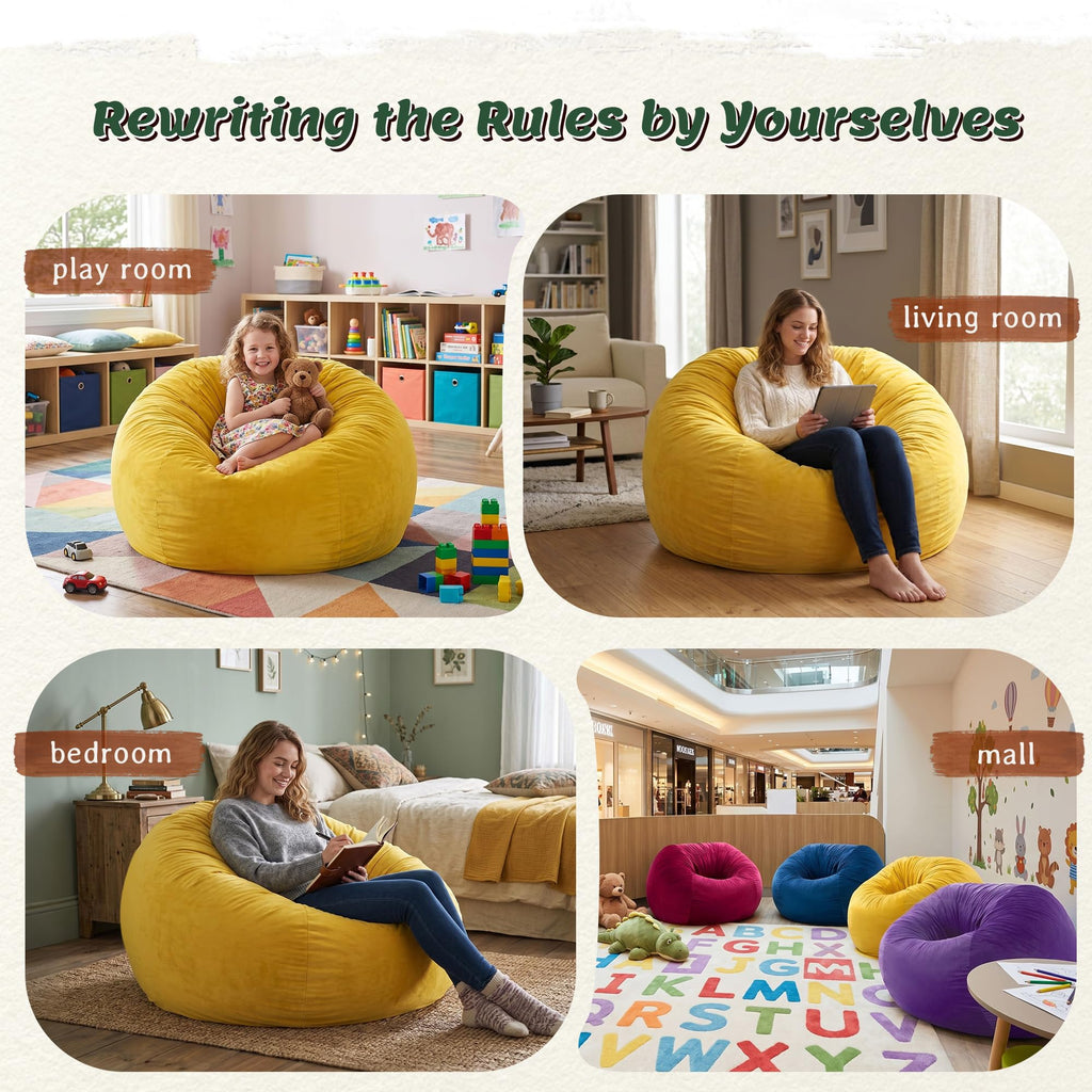 Yellow Memory Foam Bean Bag Chairs W25200