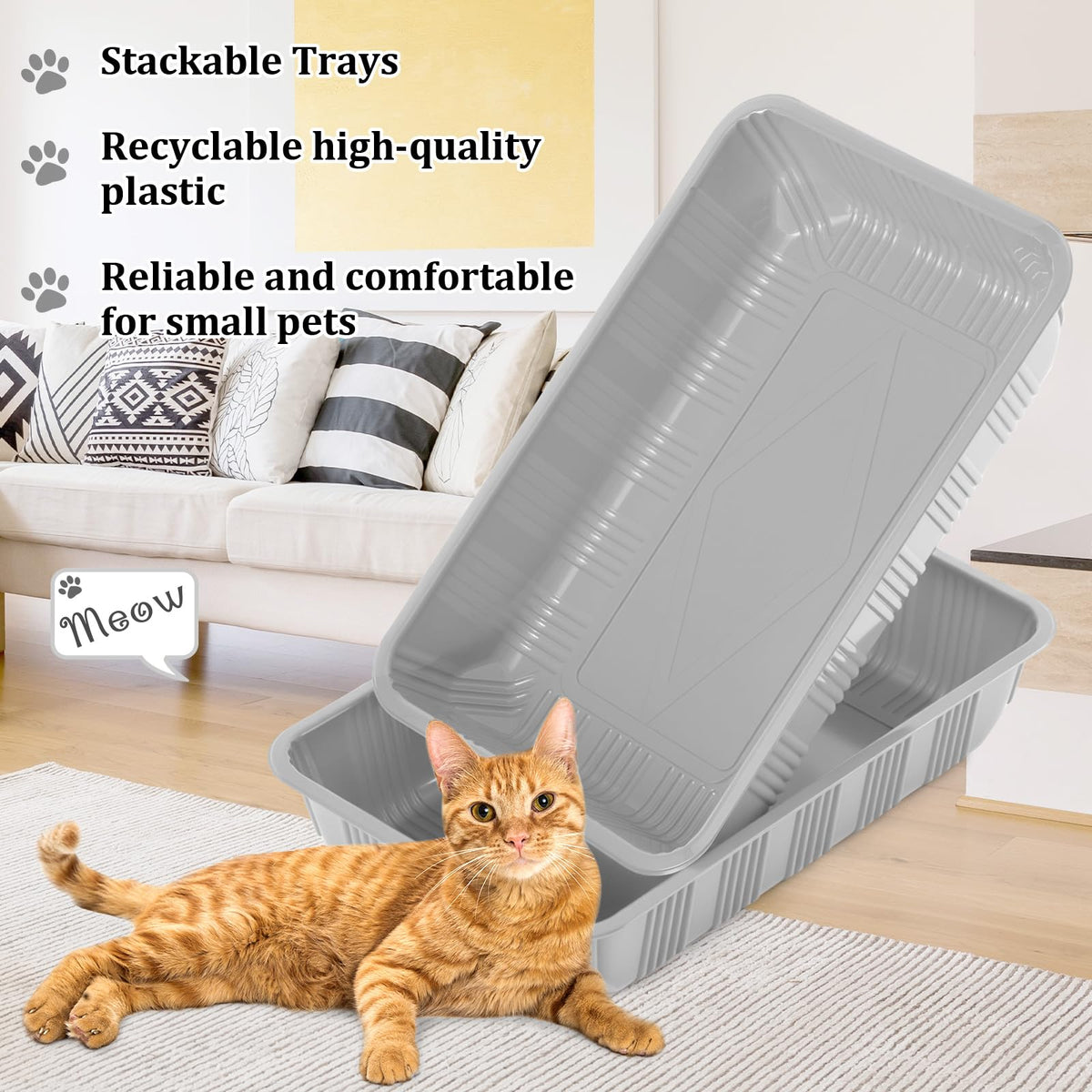 30 Pack Disposable Litter Boxes for Cats Gray U1978