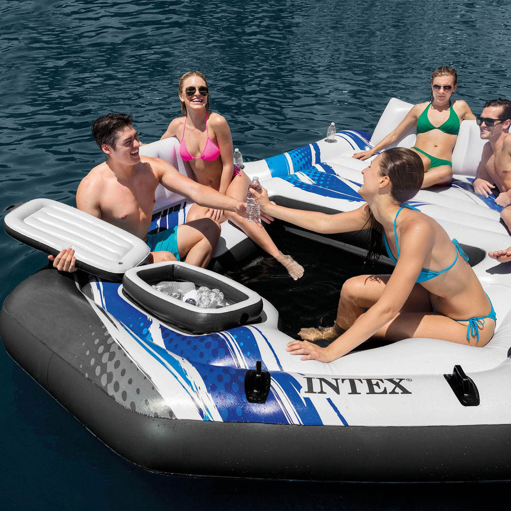 Blue 5-Person Inflatable Pool Island Raft B5215
