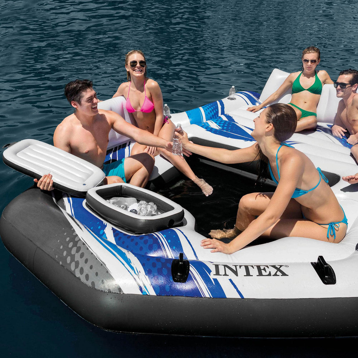 Blue 5-Person Inflatable Pool Island Raft B5215