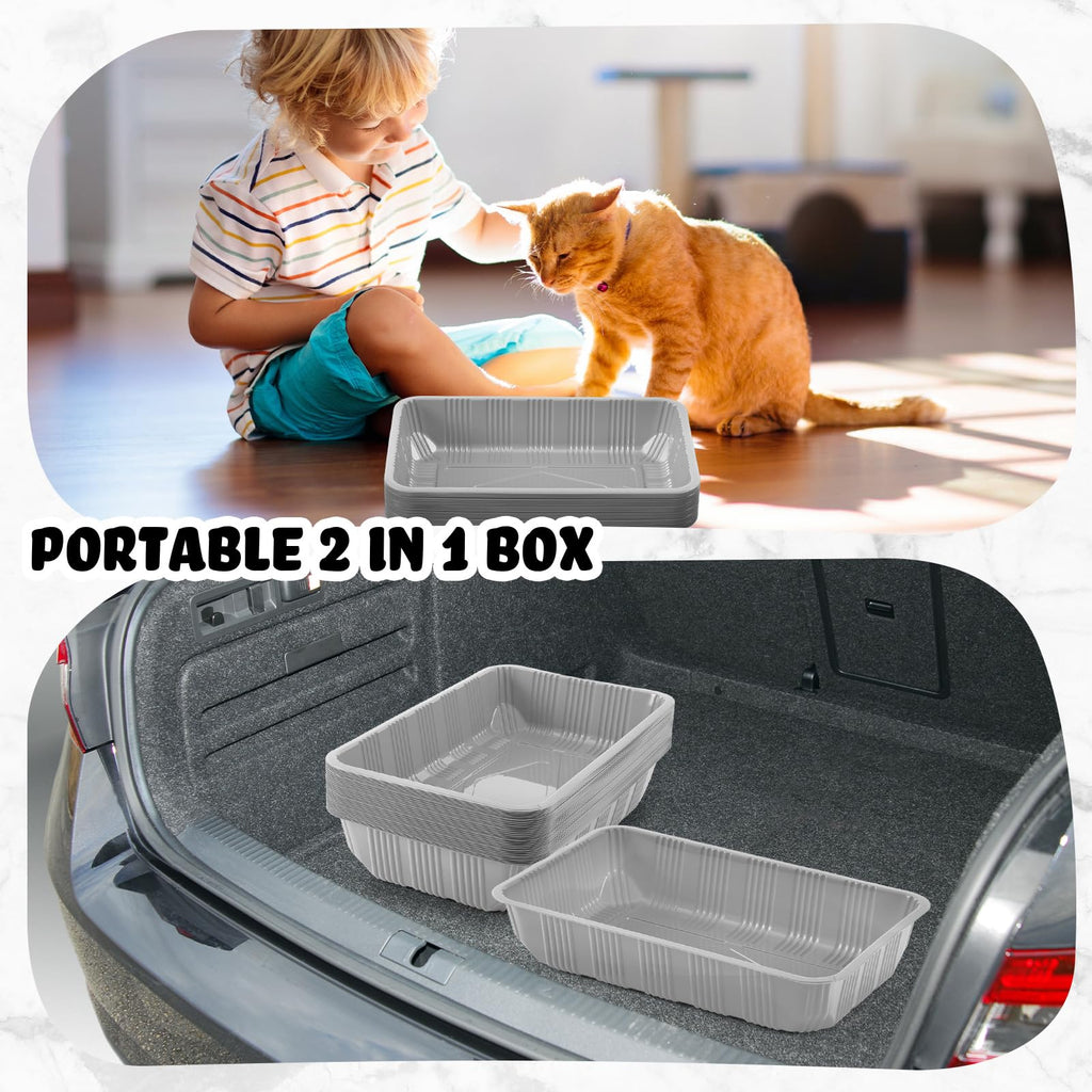 30 Pack Disposable Litter Boxes for Cats Gray U1978