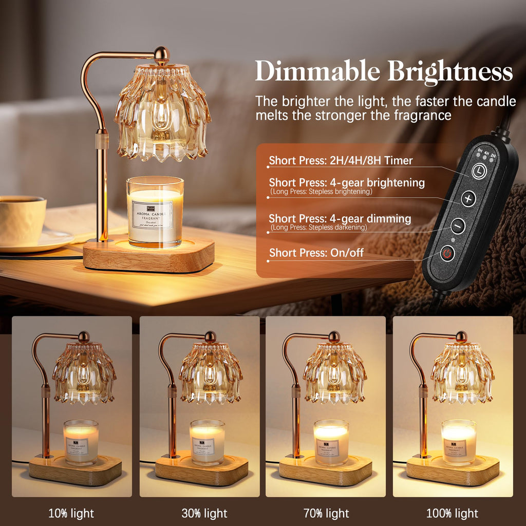 Candle Warmer Lamp with Timer Dimmer Adjustable Height Glass K810287