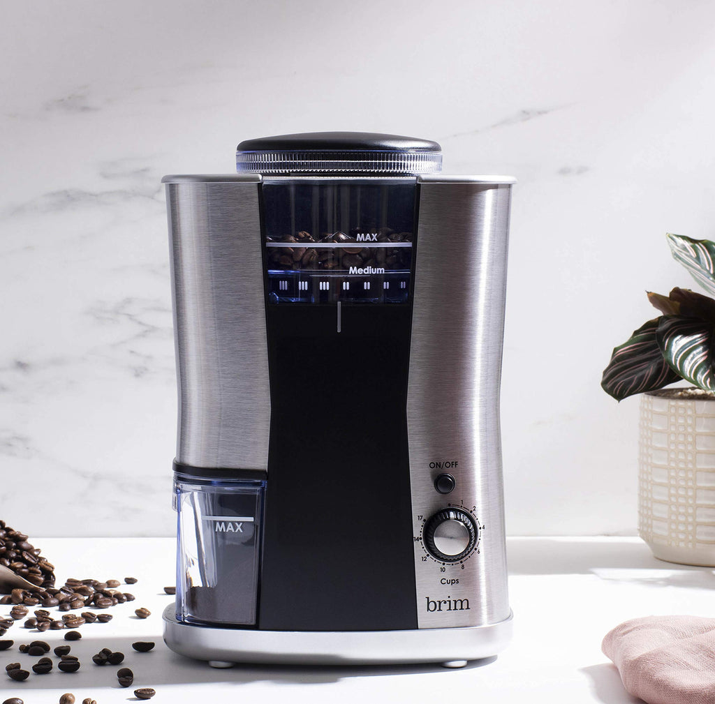 Conical Burr Coffee Grinder, 17 Grind Settings, Stainless Steel/Black V49554
