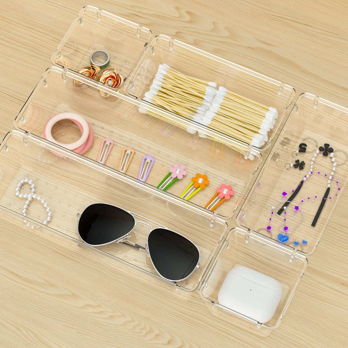 12 Pack Clear Drawer Organizer Set F481594