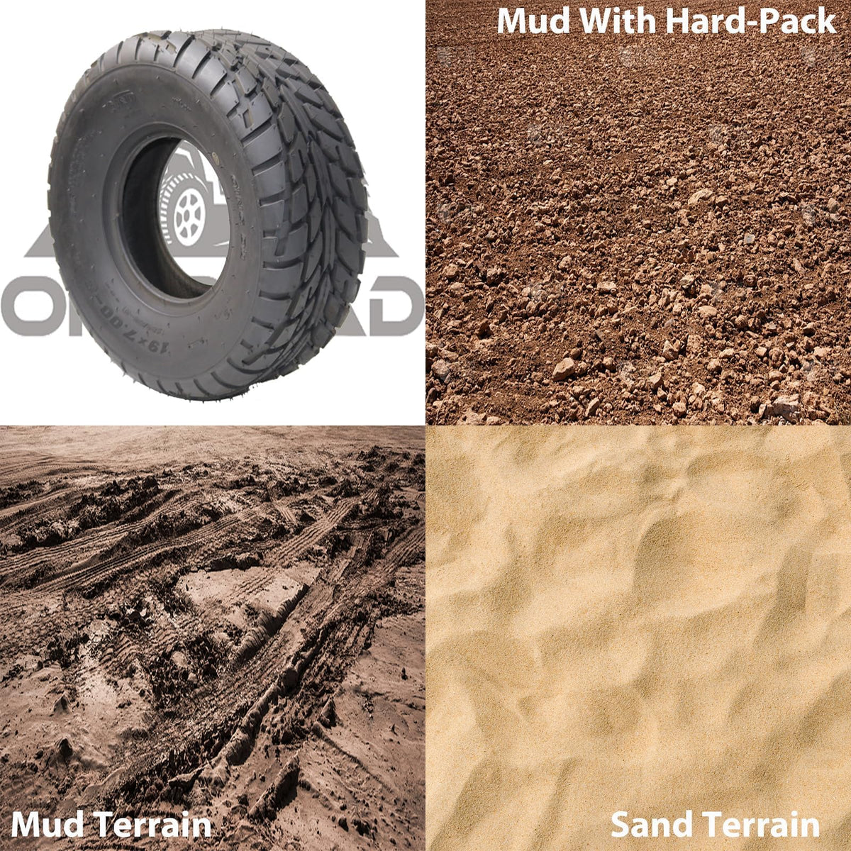 2 Pack 19X7-8 Tubeless All Terrain ATV Tires P636