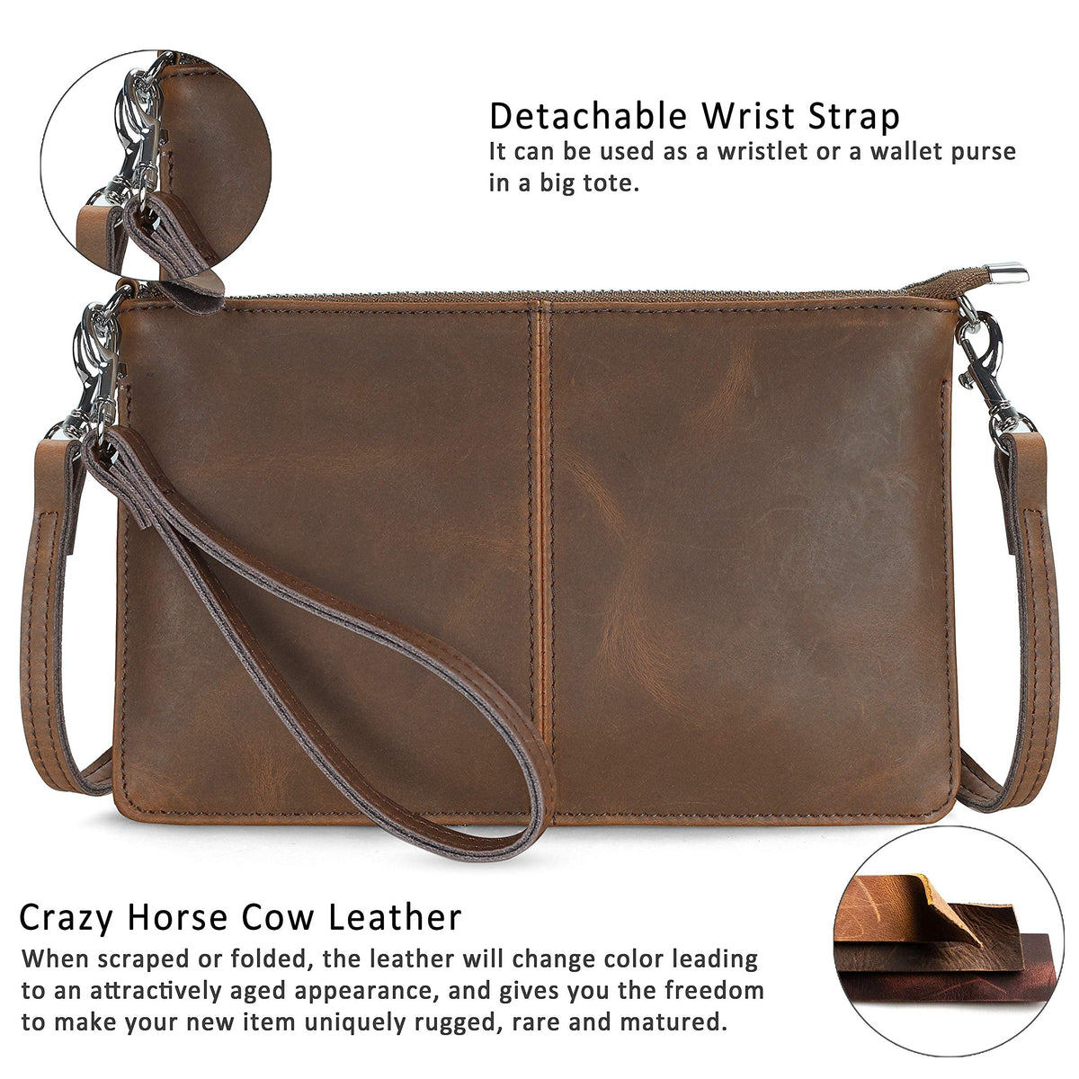 Genuine Leather Small Crossbody Bags Wristlet Wallet Purses G455369