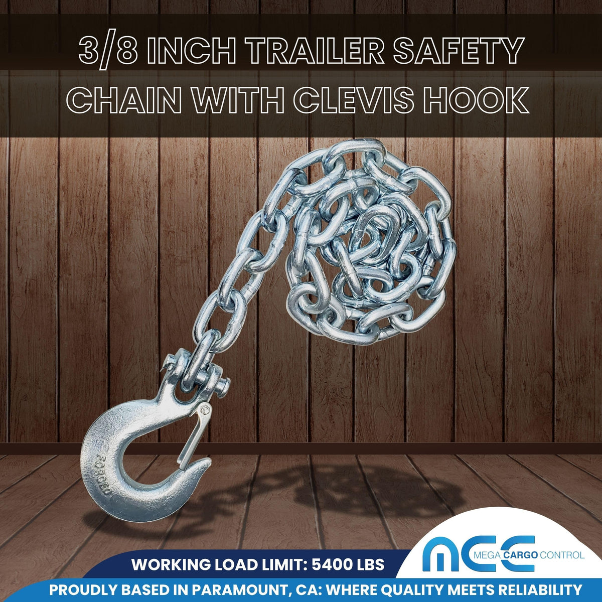 3/8" x 37" Grade 43 Safety Chain with Clevis Slip Hook S991618
